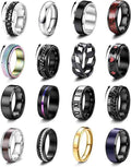 16PCS Stainless Steel Fidget Ring Set – Spinner Chain Band Stress & Anxiety Relief Rings for Men & Women