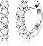2.0CT D Color Moissanite Hoop Earrings – 14K Gold Plated S925 Sterling Silver Huggie Earrings for Men & Women