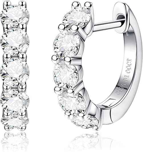 2.0CT D Color Moissanite Hoop Earrings – 14K Gold Plated S925 Sterling Silver Huggie Earrings for Men & Women