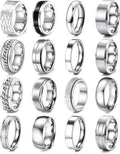 16PCS Stainless Steel Ring Set for Men & Women – Cool Band Rings for Street & Hip Hop Style