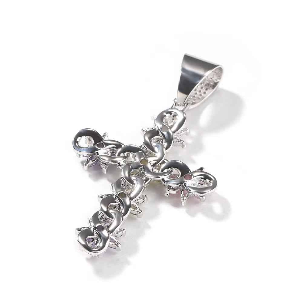 3mm 24-inch color ice flower cross zircon pendant necklace