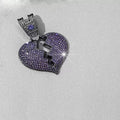 Purple heart full diamond pendant necklace with 18-inch Cuban chain by Gardira, featuring sparkling diamond details.