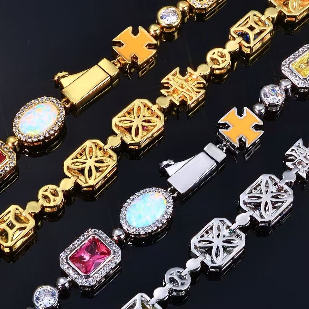 Colorful zircon hip-hop style bracelet by Gardira featuring vibrant stones and a bold design, perfect for stylish accessories.