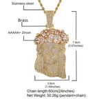 Gardira full diamond head pendant necklace with a 24-inch twisted chain, showcasing sparkling diamond details and elegant craftsmanship.