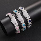 Gardira 12mm flip cover clasp rock candy hip hop bracelet with adjustable design and vibrant gemstone accents.