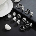 16PCS Stainless Steel Ring Set for Men & Women – Cool Band Rings for Street & Hip Hop Style