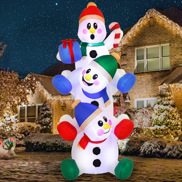 6FT Inflatable Stacked Snowman – Lighted Outdoor Christmas Yard Decoration