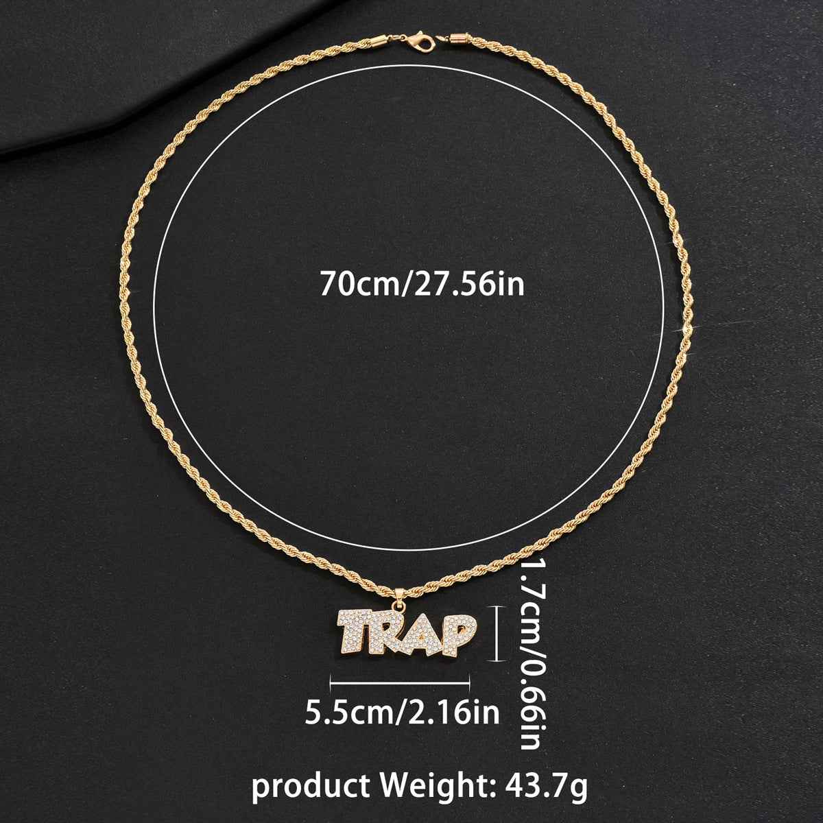 Men’s Cuban Chain Necklace – Hip Hop Letter Pendant with Rhinestone Niche Design