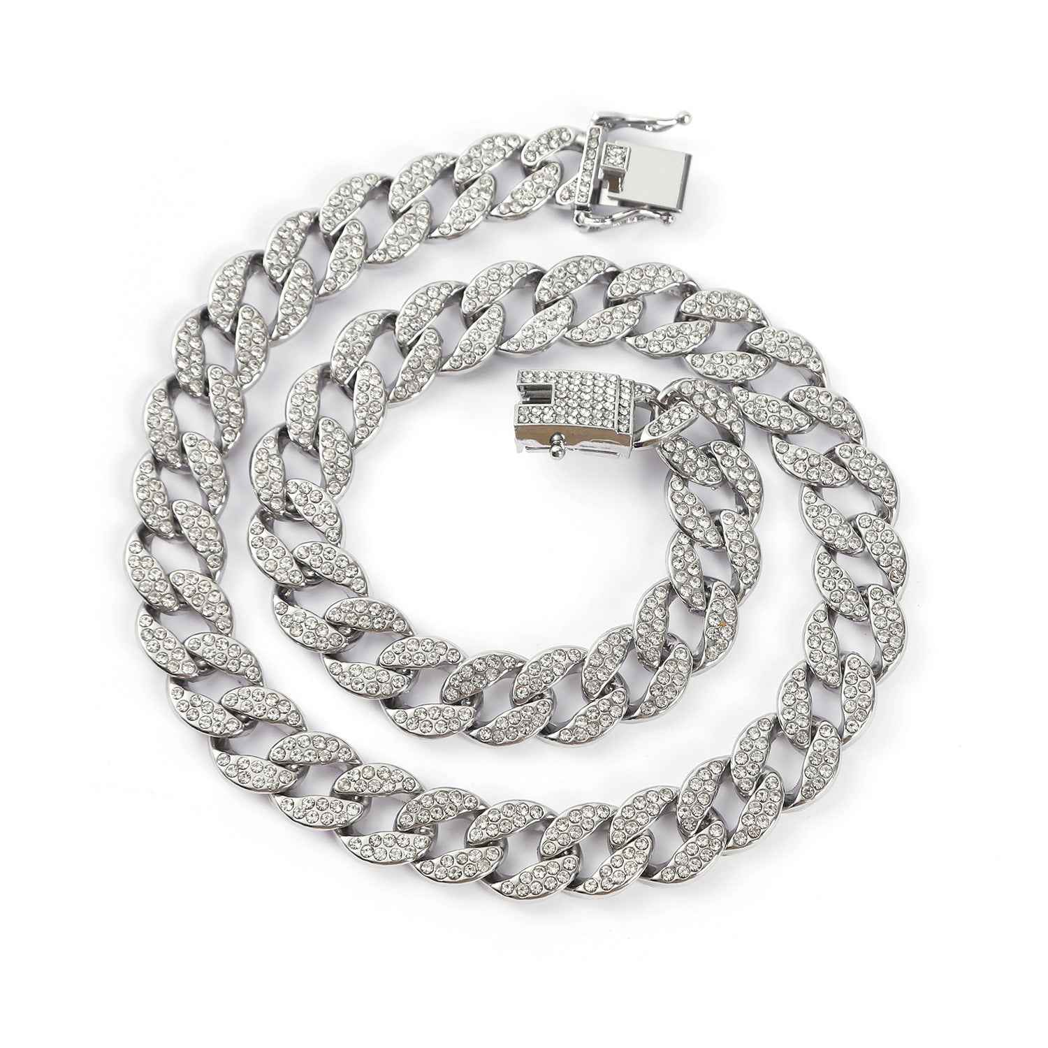 Extra Large Iced-Out Cuban Link Chain – Full Rhinestone Hip Hop Necklace for Men & Women