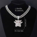 Hip Hop Gengar Pendant Necklace – Full Rhinestone Cuban Chain Streetwear Jewelry