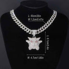 Hip Hop Gengar Pendant Necklace – Full Rhinestone Cuban Chain Streetwear Jewelry