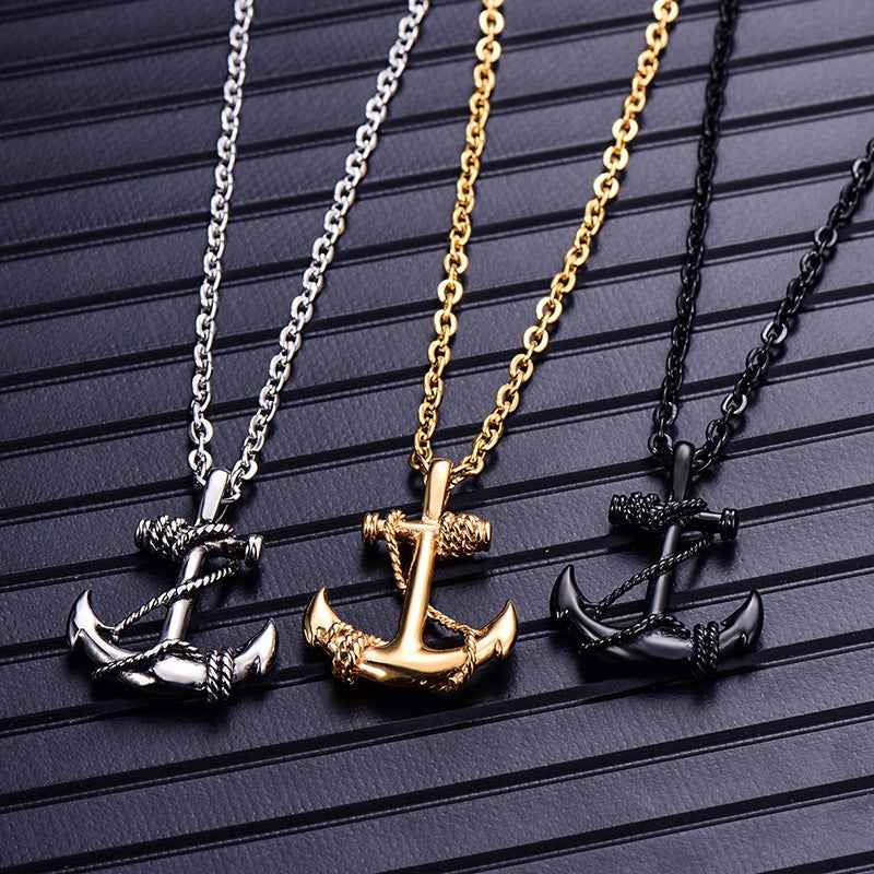 Pirate Ship Anchor Necklace – Hip Hop Streetwear Pendant Chain for Men & Women