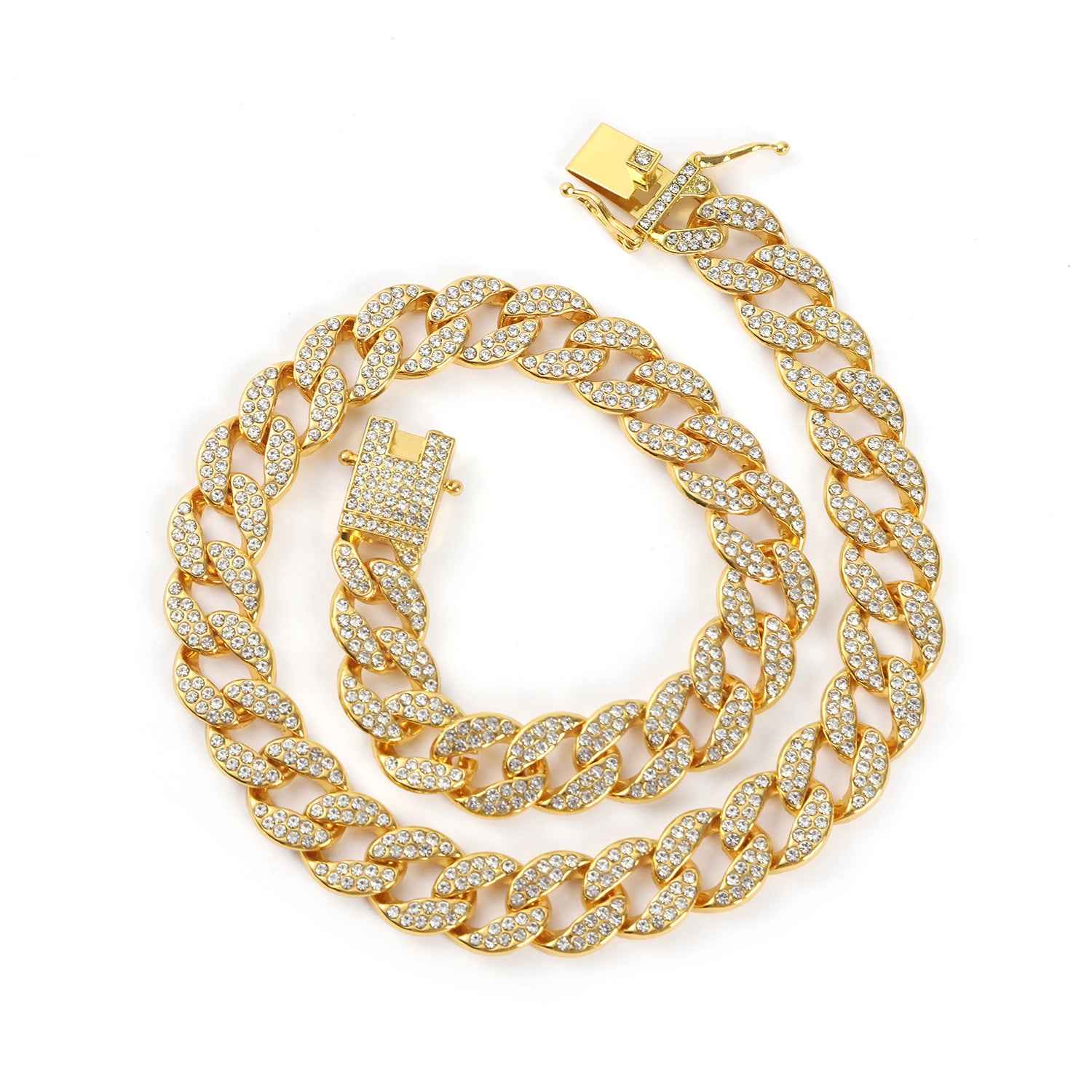 Extra Large Iced-Out Cuban Link Chain – Full Rhinestone Hip Hop Necklace for Men & Women