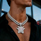 Hip Hop Gengar Pendant Necklace – Full Rhinestone Cuban Chain Streetwear Jewelry