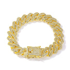Iced Out Cuban Link Bracelet – Silver Bling Diamond-Style Hip Hop Jewelry for Men & Women