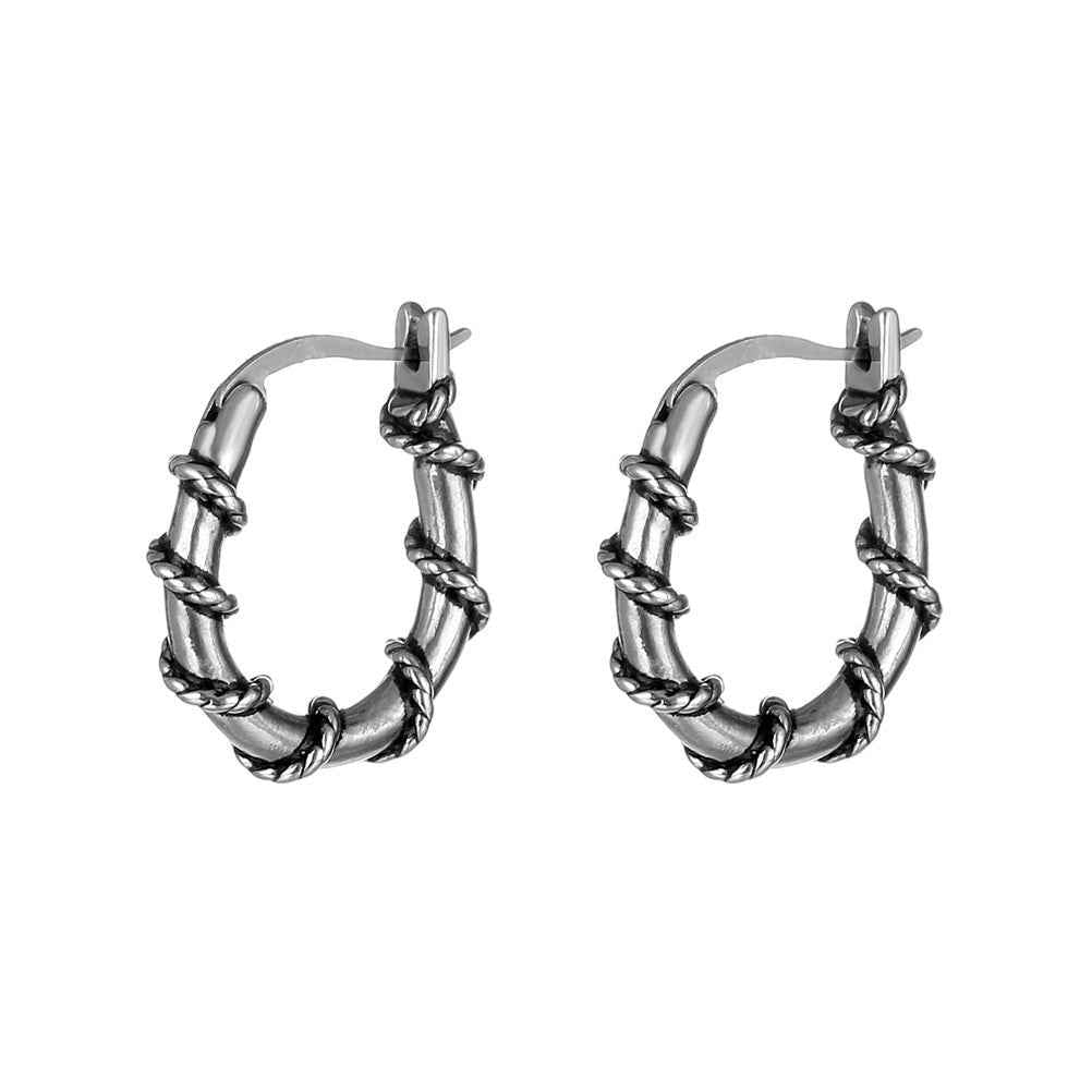Vintage Wraparound Drop Earrings for Men – Titanium Steel Distressed Hip Hop Style
