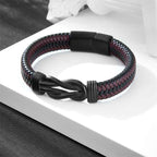 Men’s Braided Leather Bracelet with Titanium Steel – Vintage Hip Hop Style Wristband