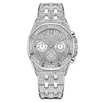 Diamond Iced Out Watch – 40mm Gold Plated CZ Roman Numeral Quartz Watch for Men & Women