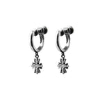Hip Hop No-Piercing Cross Ear Cuffs – Heavily Studded Retro Distressed Pudding Ear Clips for Men