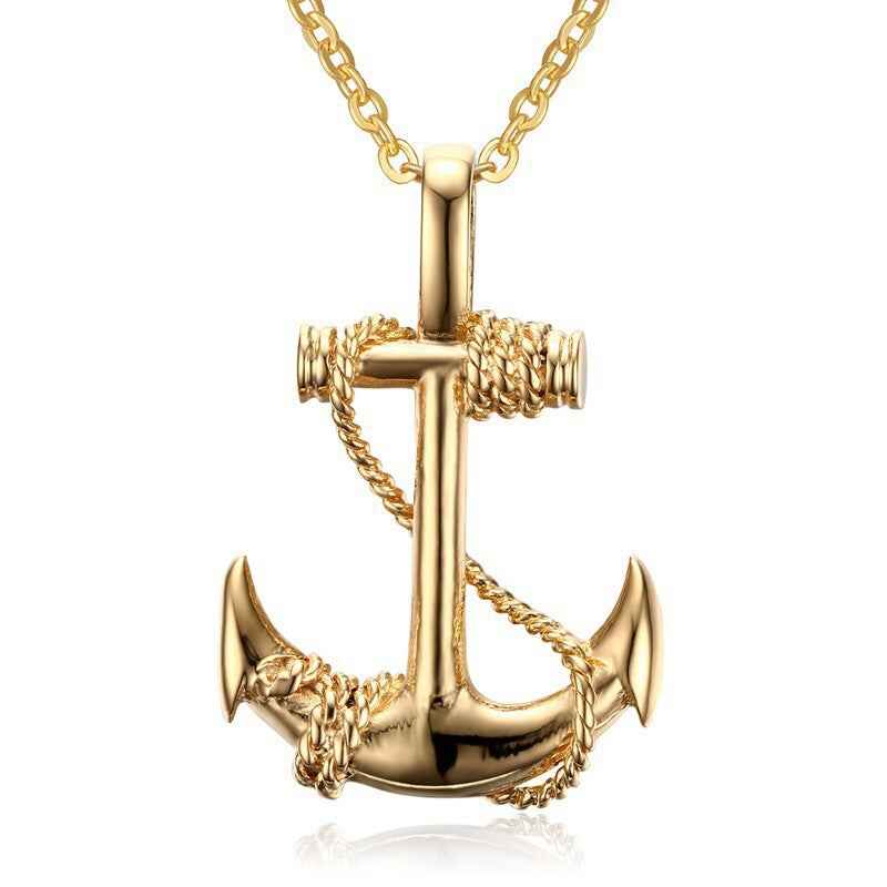 Pirate Ship Anchor Necklace – Hip Hop Streetwear Pendant Chain for Men & Women