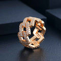 Men’s Hip Hop Cuban Link Ring – Gold-Plated Copper Iced Out 5A CZ Bling Ring