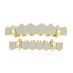 Hip Hop Vampire Fang Grillz – Full Rhinestone Copper-Plated Zircon Dental Jewelry