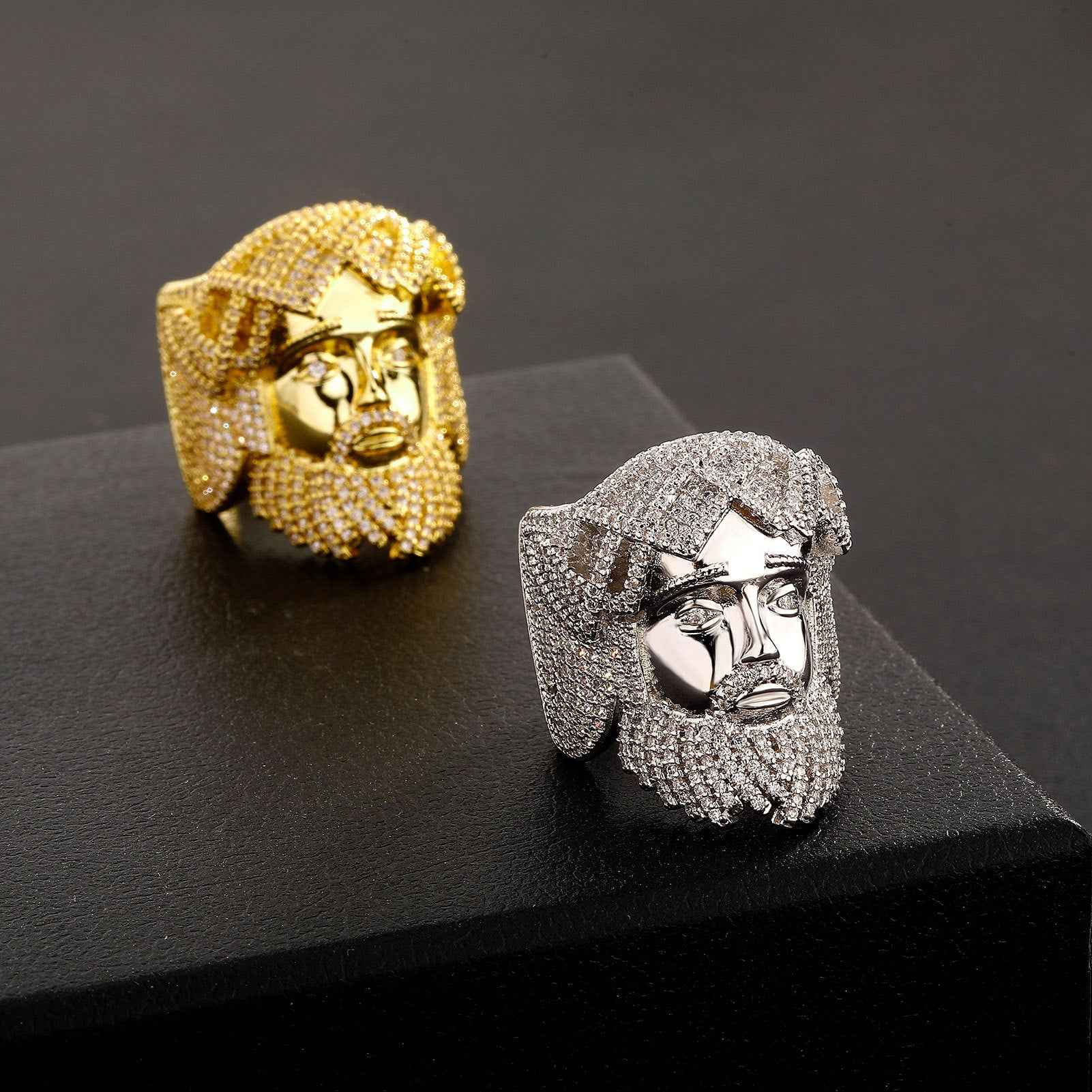 Men’s Relief Portrait Ring – Copper Ring with 5A Zircon, Stylish & Trendy Design