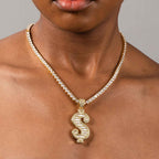Zircon Dollar Sign Pendant Choker – Hip Hop Jewelry Statement Necklace