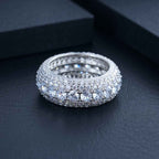 Men’s Hip Hop Copper Ring with 5 Rows 5A CZ – Micro-Inlay Iced Out Bling Ring