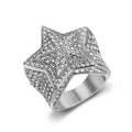 Men’s Hip Hop Five-Point Star Ring – Iced Out Rhinestone Stainless Steel Statement Ring