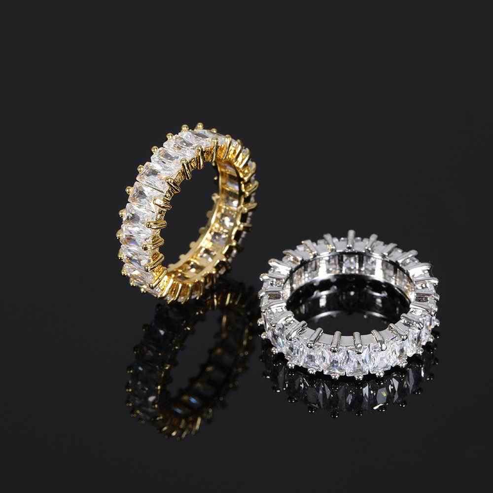 Hip Hop T-Shape Zircon Ring – 6mm Single Row Gold Plated Personalized Statement Ring