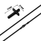 Stainless Steel Cross Necklace – Silver, Gold & Black Cross Pendant with 2.5mm Box Chain (18–24 Inch