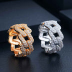Men’s Hip Hop Cuban Link Ring – Gold-Plated Copper Iced Out 5A CZ Bling Ring