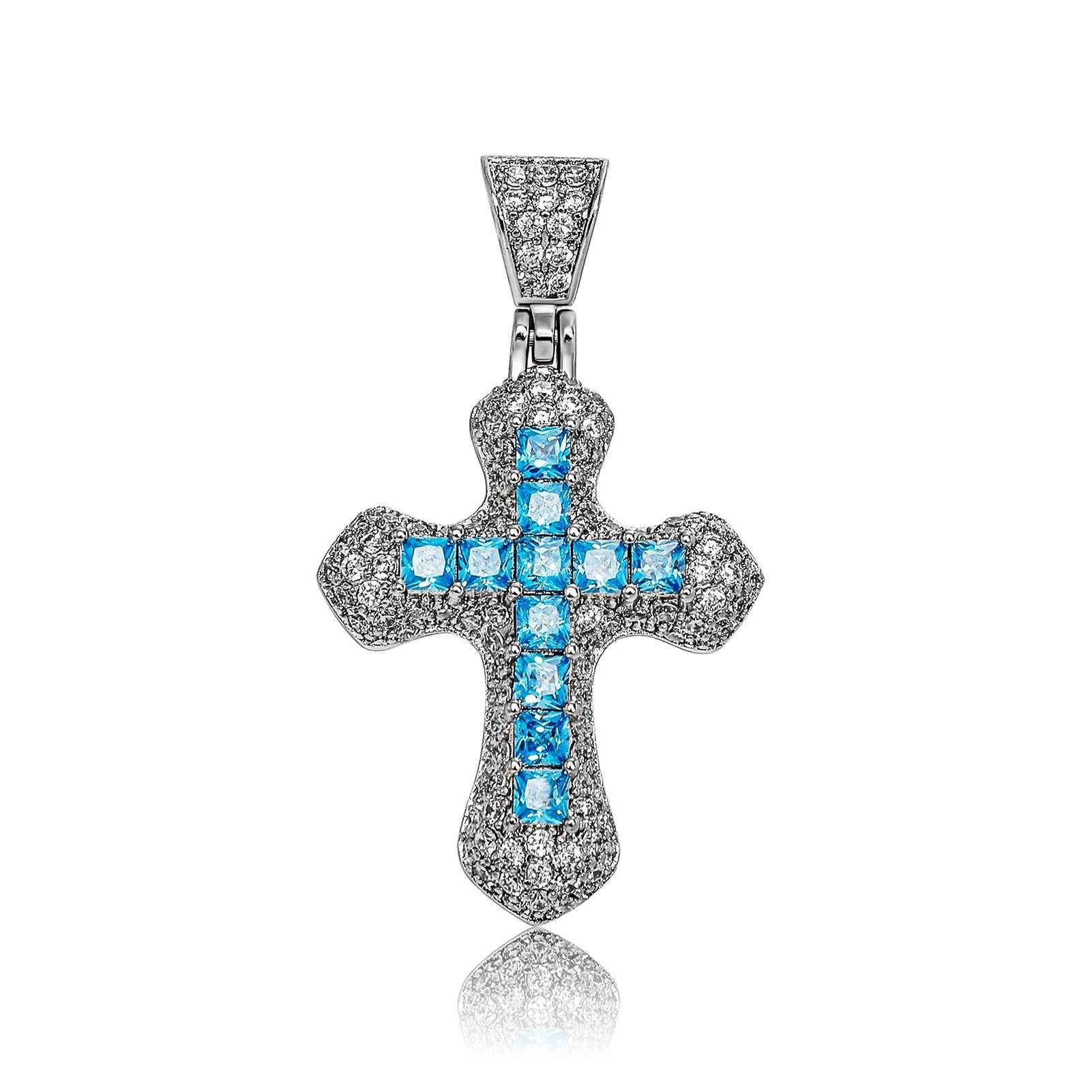 Men’s Hip Hop Colorful Zircon Cross Necklace – Twisted Link Sweater Chain Pendant