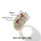 Men’s Hip Hop Owl Ring – Copper 5A CZ Animal Statement Ring