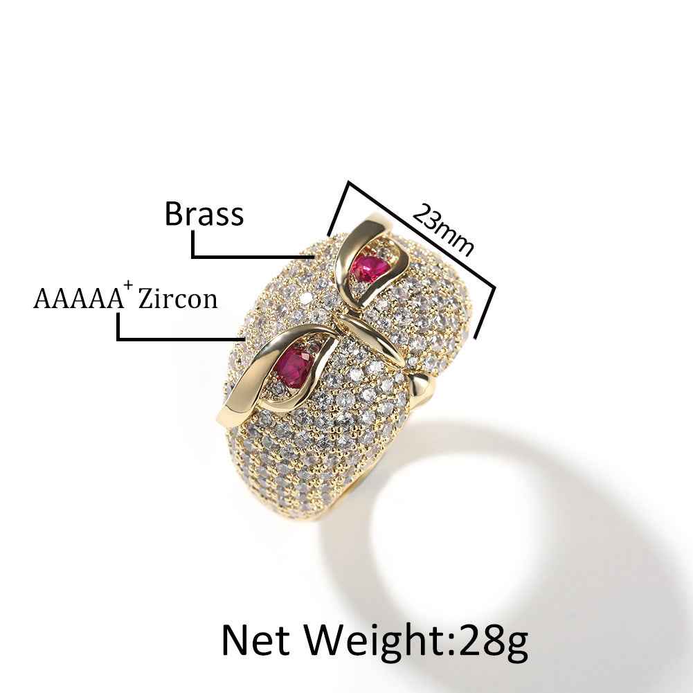 Men’s Hip Hop Owl Ring – Copper 5A CZ Animal Statement Ring