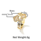 Unisex Four-Leaf Clover Ring – Vintage Hip Hop Copper Ring with Zircon Inlay