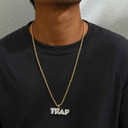 Men’s Cuban Chain Necklace – Hip Hop Letter Pendant with Rhinestone Niche Design