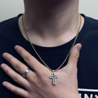 Green & White Zircon Cross Pendant Necklace – Trendy Hip Hop Streetwear Chain