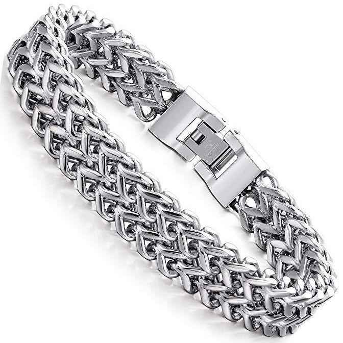 Hip Hop Dragon Bone Bracelet – Stainless Steel Double-Layer Reversible Chain for Men