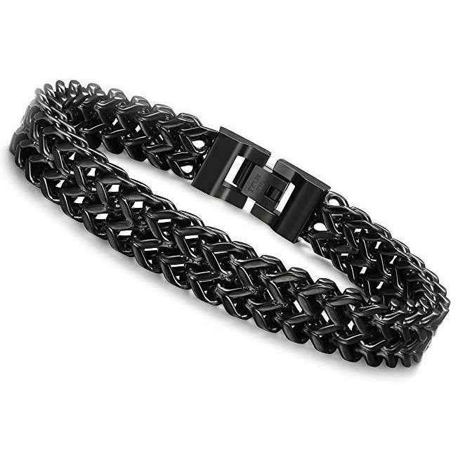 Hip Hop Dragon Bone Bracelet – Stainless Steel Double-Layer Reversible Chain for Men