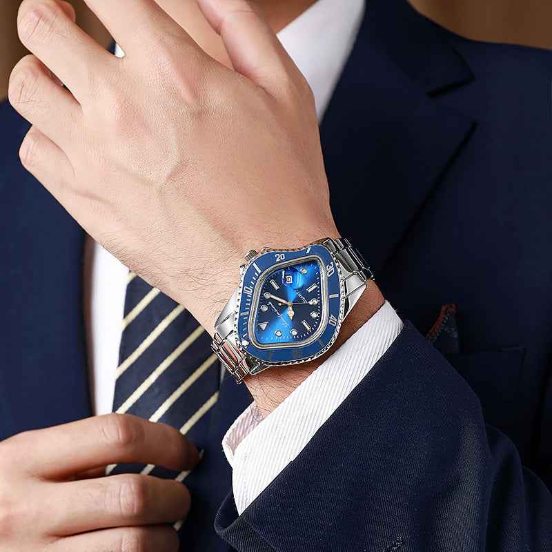 Twisted Submariner Style Hip Hop Watch – Alloy Steel Strap Waterproof Quartz Casual Watch