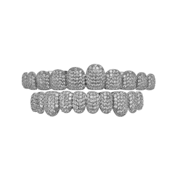 10-Tooth Hip Hop Grillz – Micro-Set 8A Cubic Zirconia Iced-Out Dental Jewelry