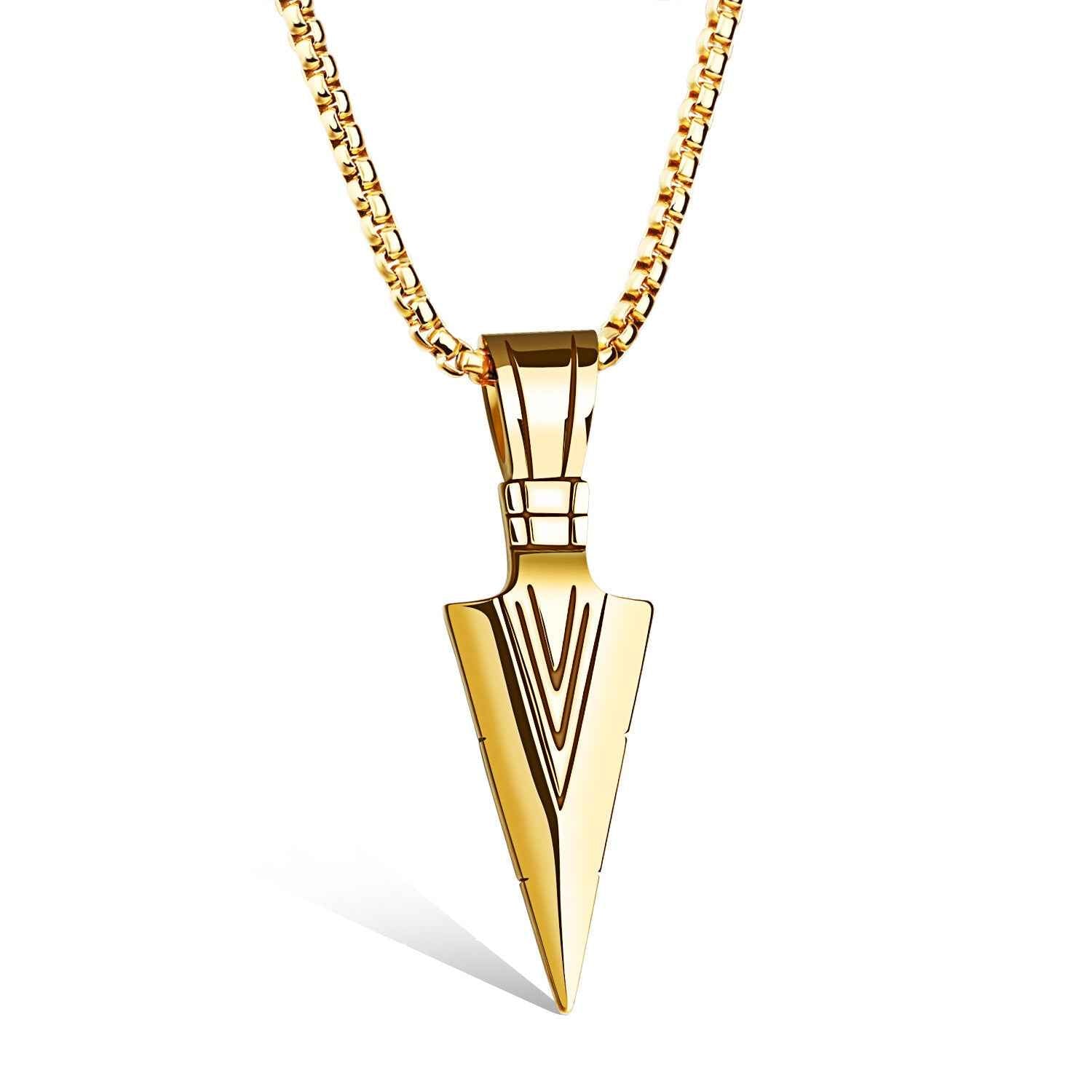 Spearhead Pendant Necklace – Titanium Steel Hip Hop Street Fashion Statement Chain