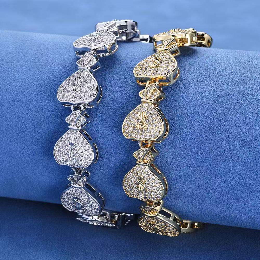 Gold Cuban bracelet with 15mm American gold pouch design by Gardira, featuring a sleek and stylish hand chain.