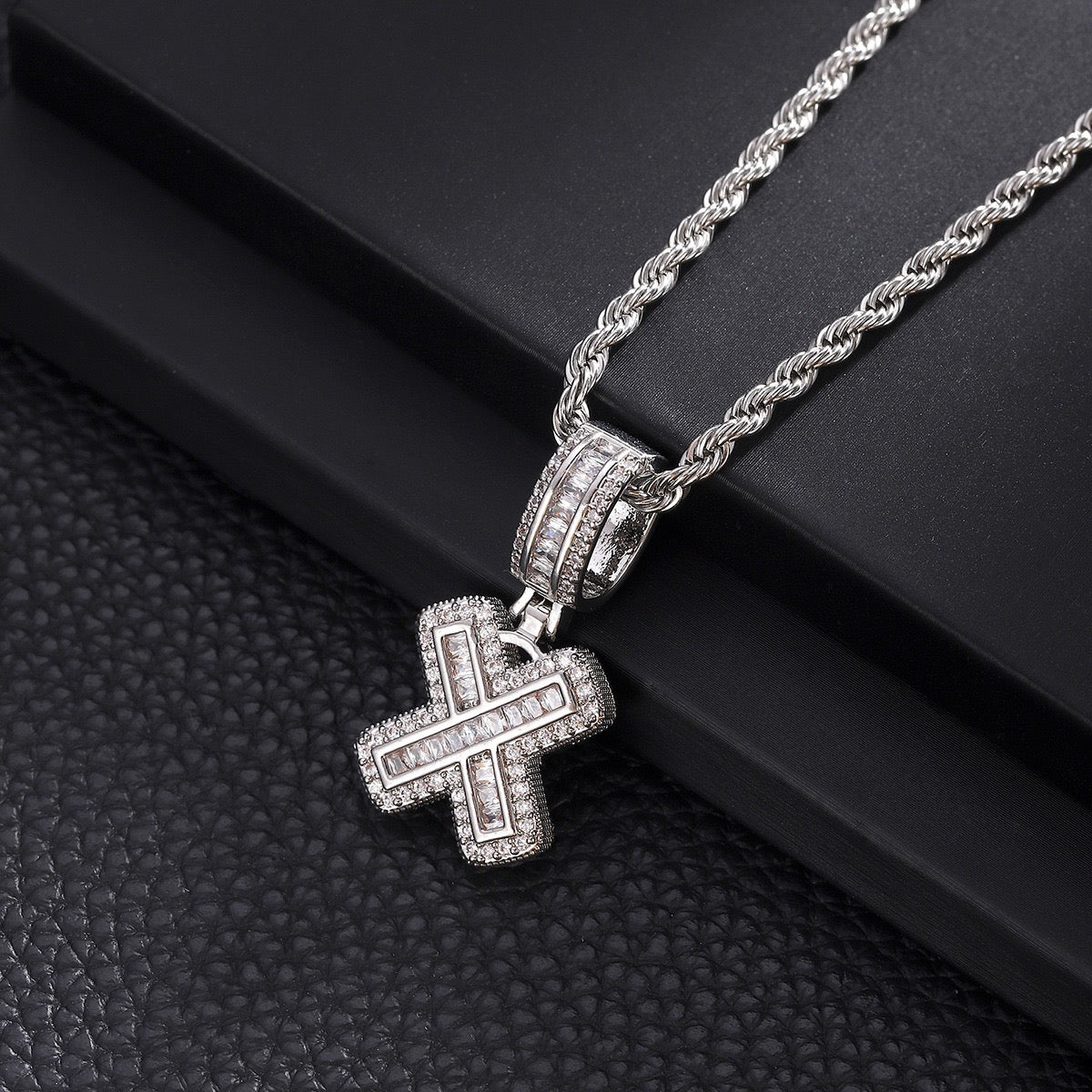 Custom iced out initial letter pendant necklace by Gardira featuring CZ diamonds, hip hop style alphabet chain for men and women.