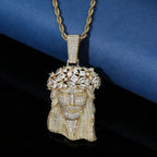 Gardira full diamond head pendant necklace with a 24-inch twisted chain, showcasing a sparkling diamond head design.