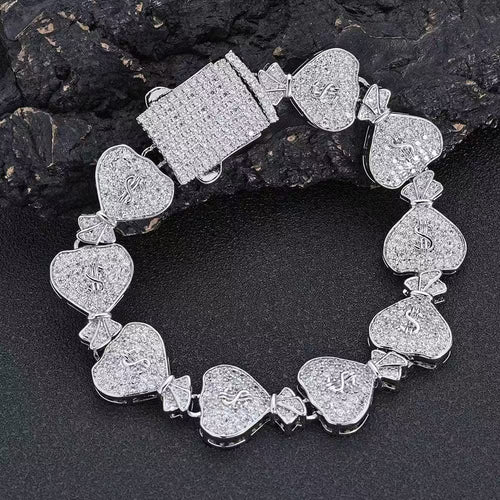 Gold pouch Cuban bracelet with 15mm American style design from Gardira, featuring intricate links and a polished finish.