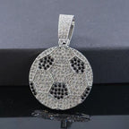 Gardira 18-inch full-diamond football pendant necklace featuring a sparkling, detailed football design on a silver chain.
