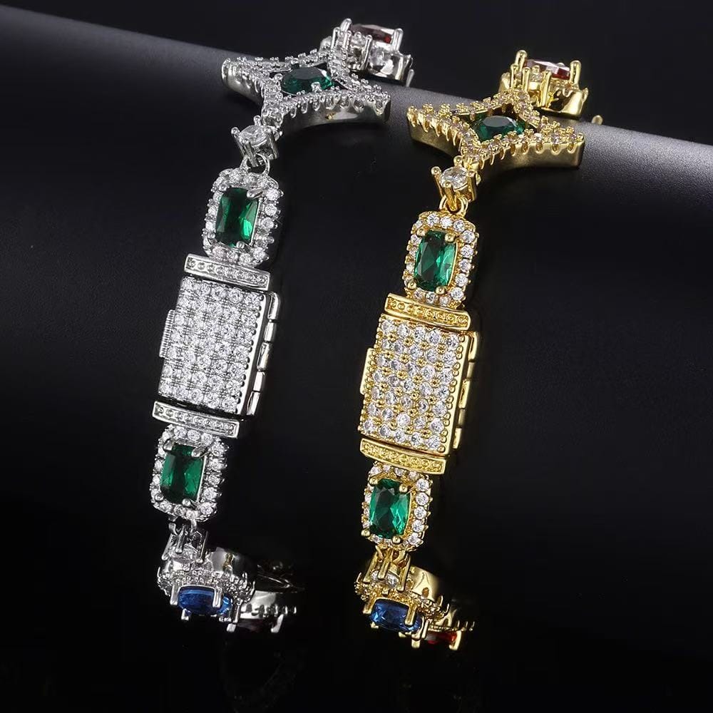 Colored zircon bracelet and necklace by Gardira featuring vibrant gemstone beads and elegant jewelry design.
